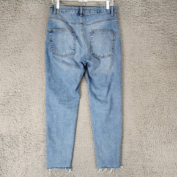ASOS Jeans Womens 30 Blue 100% Cotton Cropped Frayed Hem Mid Rise - Picture 8 of 11